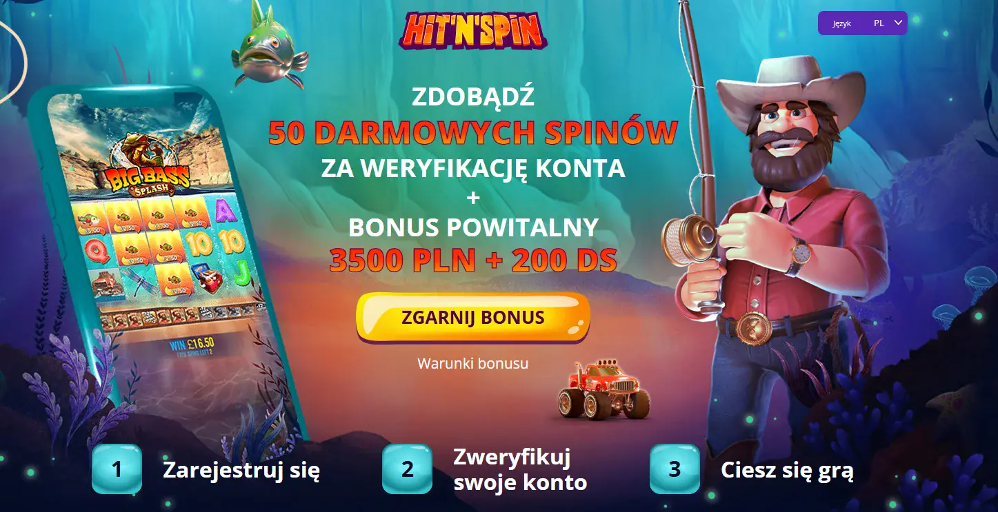 HitNSpin 50 ds za weryfikację konta